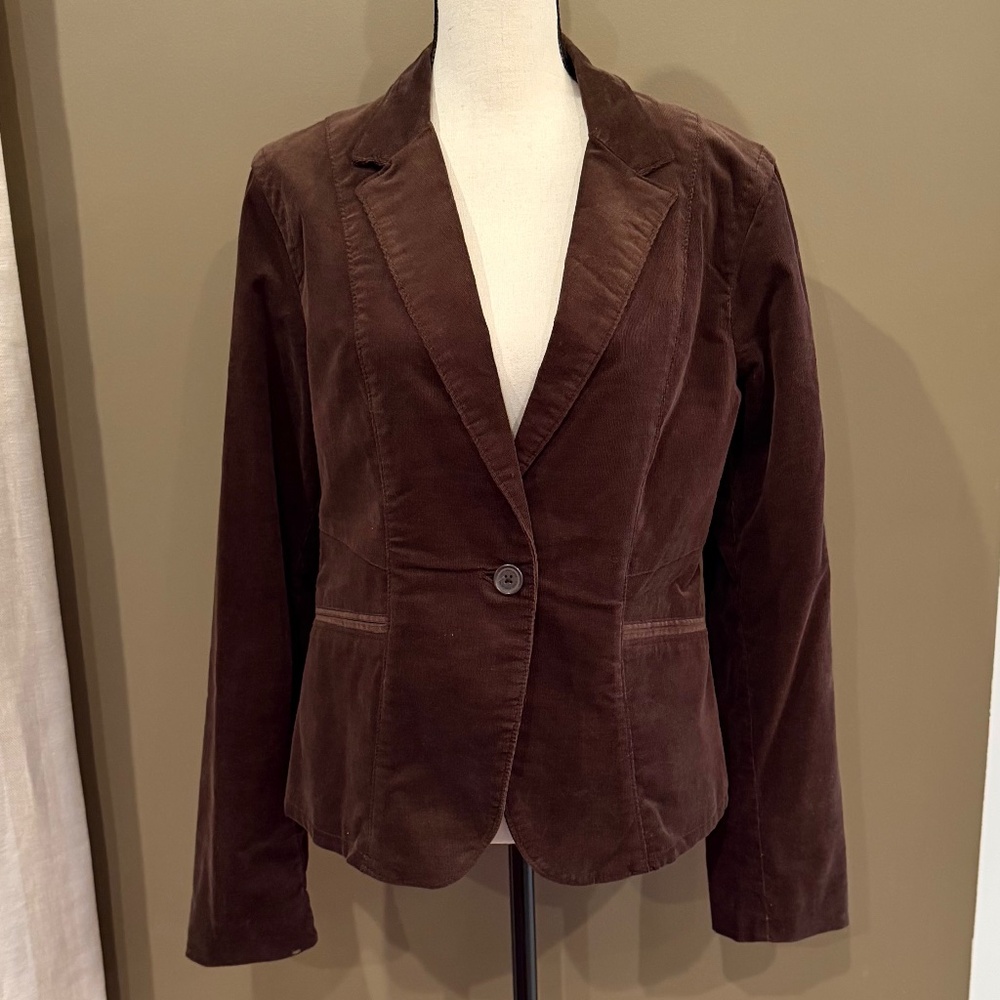 Calvin Klein Jeans Chocolate Brown Corduroy Lined Blazer, Size Large